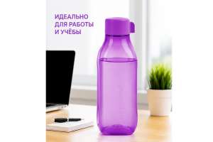 Эко - бутылка 1л квадратная сиреневая